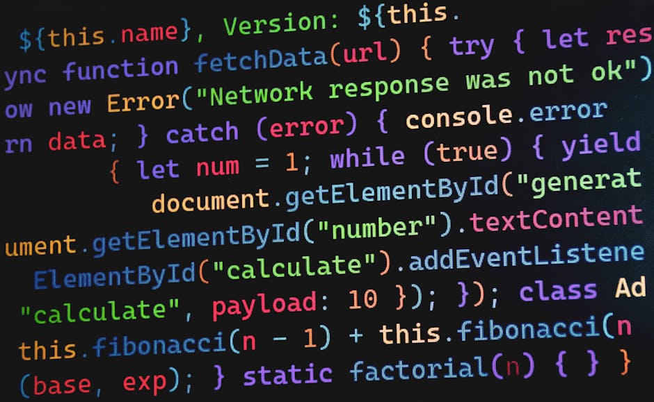 Vibrant JavaScript code displayed on a screen, highlighting programming concepts and software development.